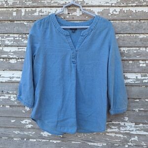 J. Jill Light Blue Denim Blouse Size Medium